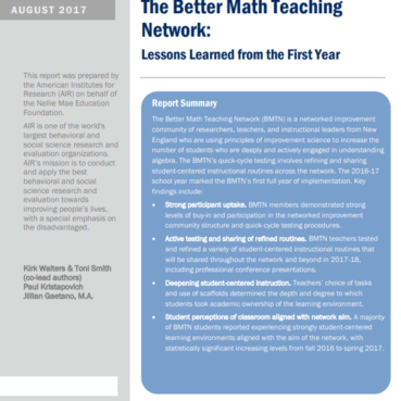 The Better Math Teaching Network Year 1 NME BMTN