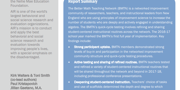 The Better Math Teaching Network Year 1 The Better Math Teaching Network Year 1 NME BMTN
