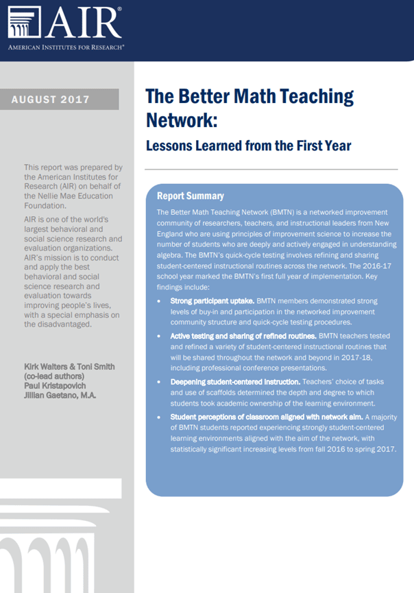 The Better Math Teaching Network Year 1 The Better Math Teaching Network Year 1 NME BMTN